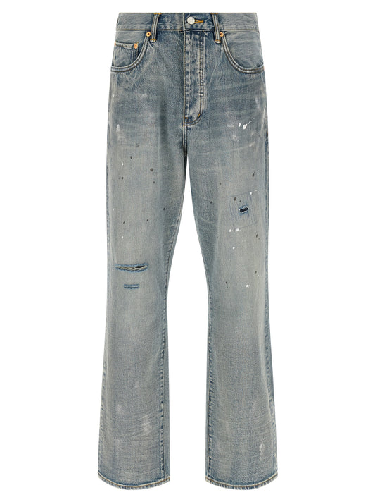 PURPLE Blue Cotton Straight-Leg Jeans