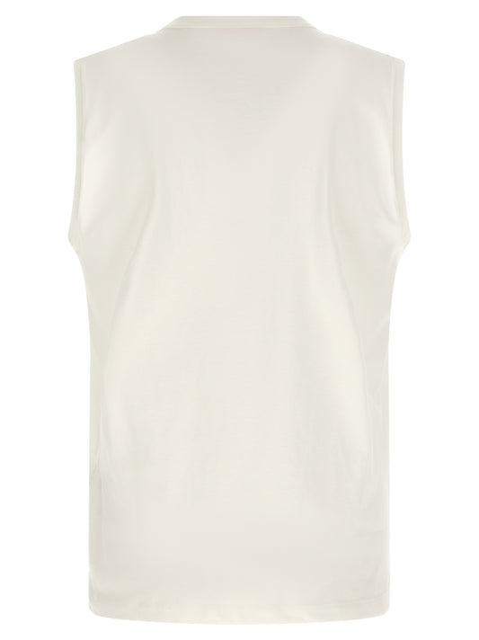 Diesel White Cotton Sleeveles T-Shirt