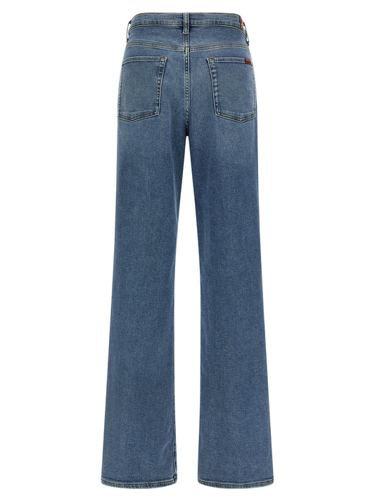 7 For All Mankind Blue Cotton Straight-Leg Jeans