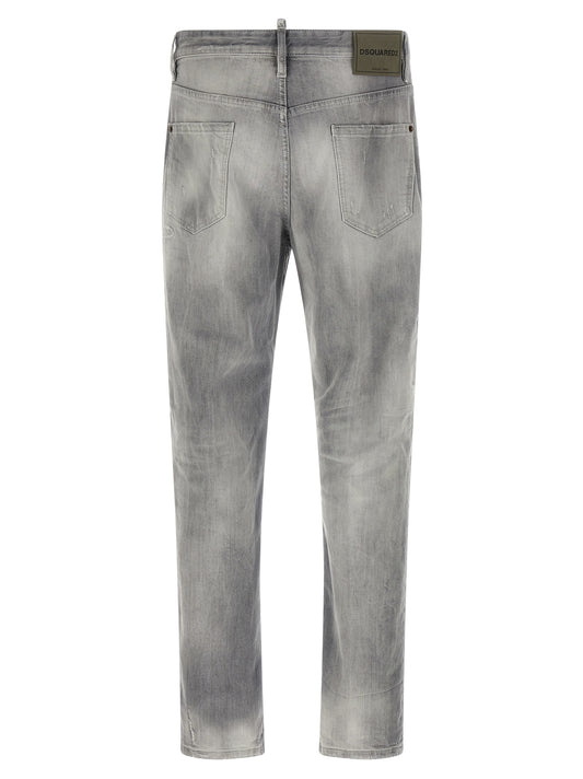 Dsquared² Gray Cotton Straight-Leg Jeans