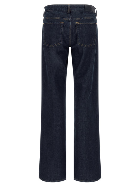 7 For All Mankind Blue Cotton Straight-Leg Jeans