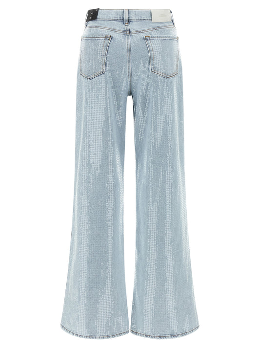 7 For All Mankind Blue Cotton Flared Jeans