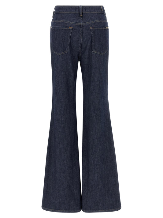 7 For All Mankind Blue Cotton Flared Jeans