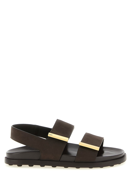 Tod's Brown Calfskin Flat Sandals