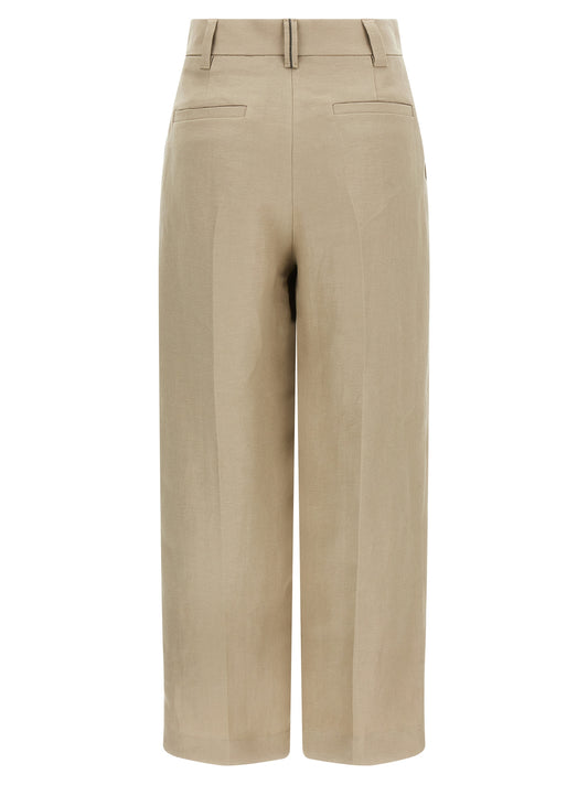 Brunello Cucinelli Beige Linen Casual Pants
