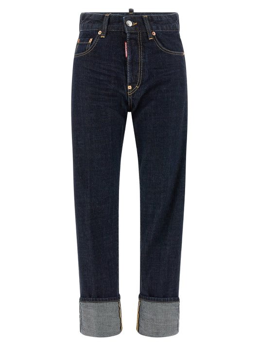 Dsquared² Blue Cotton Straight-Leg Jeans