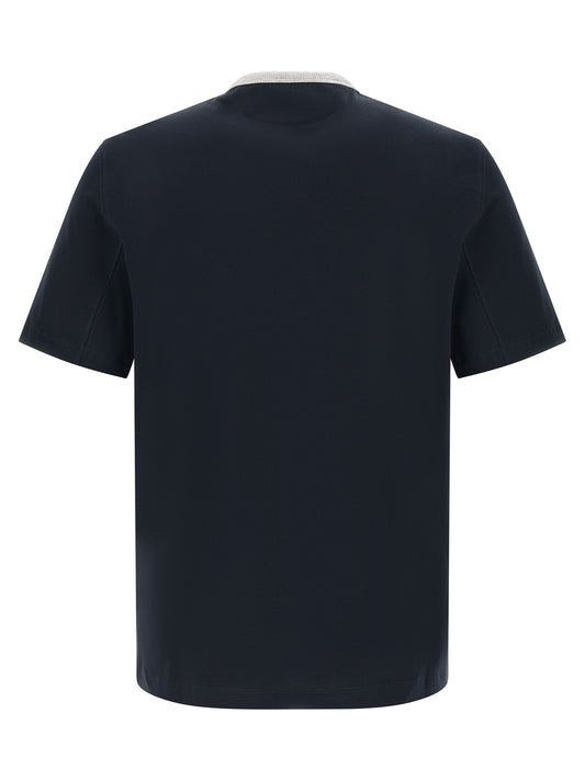 Brunello Cucinelli Blue Cotton T-Shirt