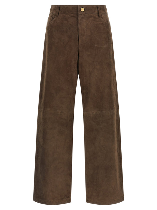 'S Max Mara Brown Lamb Leather Casual Pants