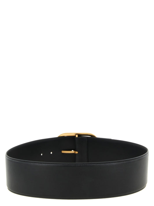 PINKO Black Cowhide High-Waist Belt