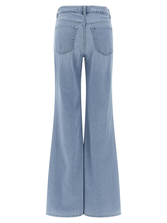 7 For All Mankind Blue Cotton Flared Jeans