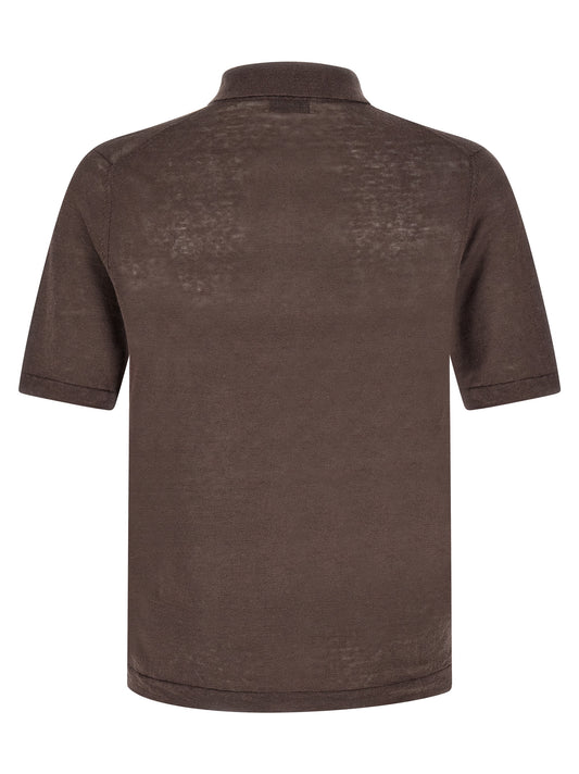 Ballantyne Brown Linen Polo Shirt