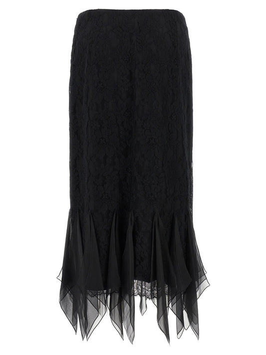 Valentino Garavani Black Cotton Midi Skirt