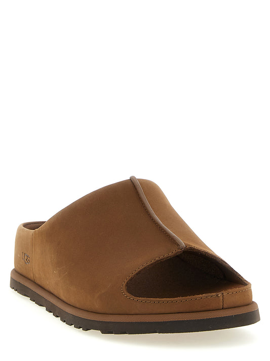 UGG Brown Leather Slides