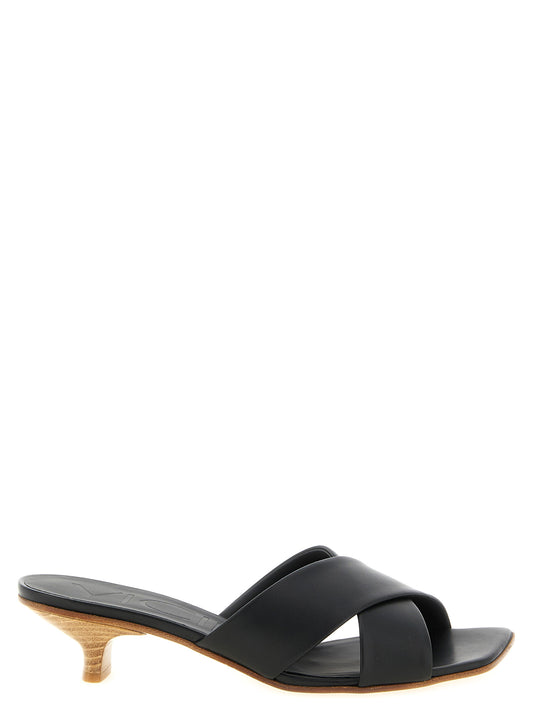 VICINI Black Calfskin Mid Heel Pumps