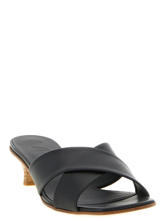 VICINI Black Calfskin Mid Heel Pumps