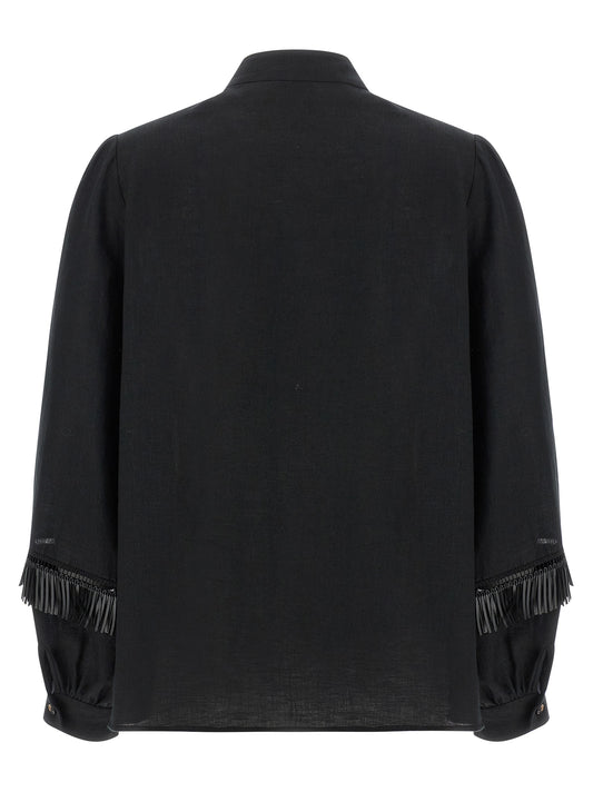 Kiton Black Linen Blouse