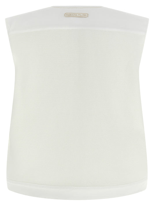 Fabiana Filippi White Cotton Sleeveless Jacket
