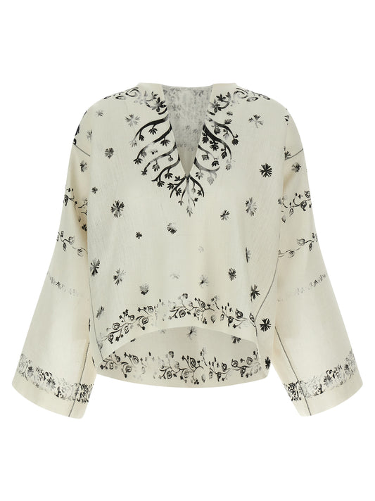 Alberta Ferretti Bicolor Linen Blouse