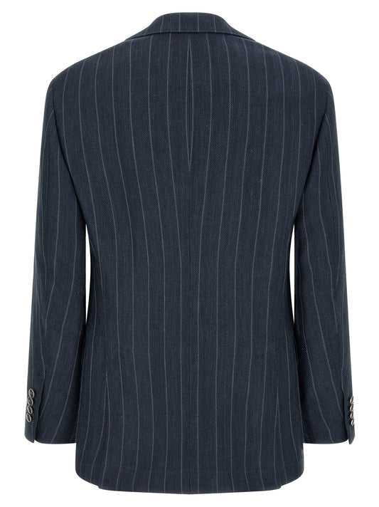 Brunello Cucinelli Blue Hemp Blazer