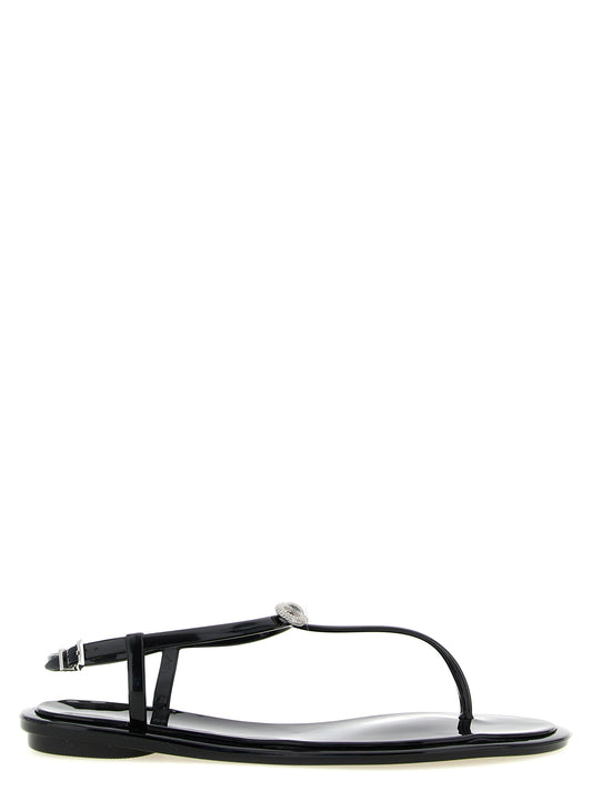 MACH & MACH Black Pvc Flat Sandals