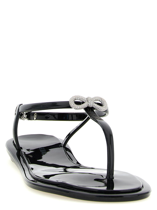 MACH & MACH Black Pvc Flat Sandals