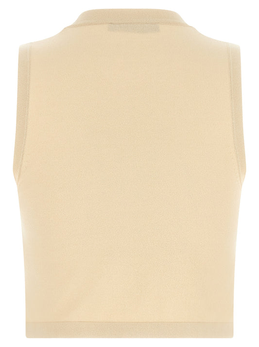 Max Mara Beige Viscose Sleeveles T-Shirt