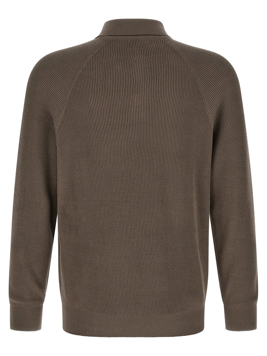 Brunello Cucinelli Brown Cotton Polo Shirt