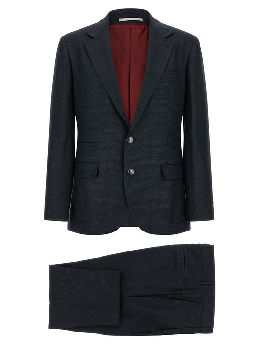 Brunello Cucinelli Blue Silk Two-Piece Suit