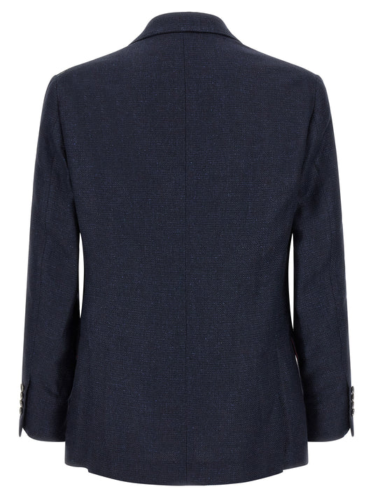 Brunello Cucinelli Blue Silk Two-Piece Suit