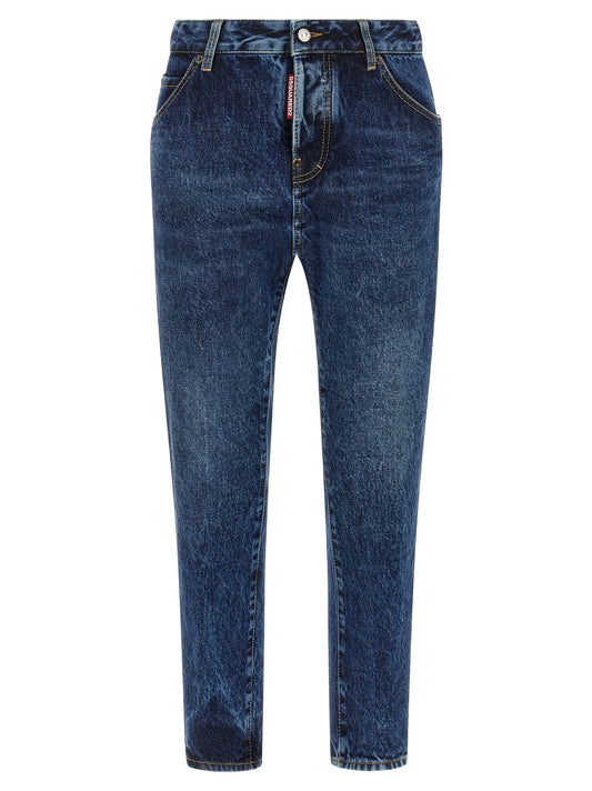 Dsquared² Blue Cotton Straight-Leg Jeans