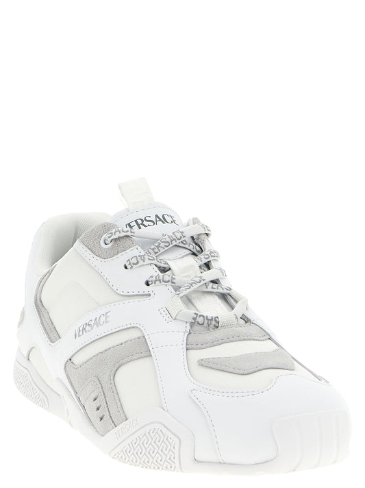 Versace White Calfskin Athletic Sneakers