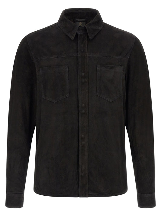 GIORGIO BRATO Black Suede Leather Blouse