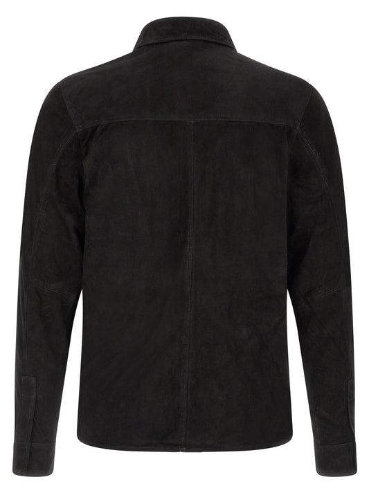 GIORGIO BRATO Black Suede Leather Blouse