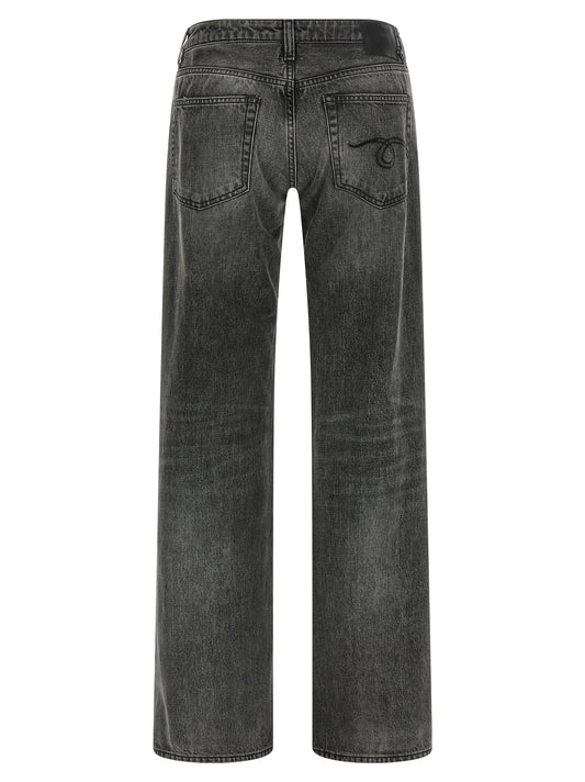 R13 Gray Cotton Straight-Leg Jeans
