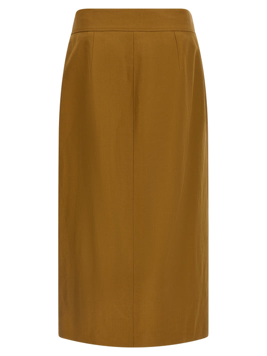 Alberto Biani Brown Viscose Midi Skirt