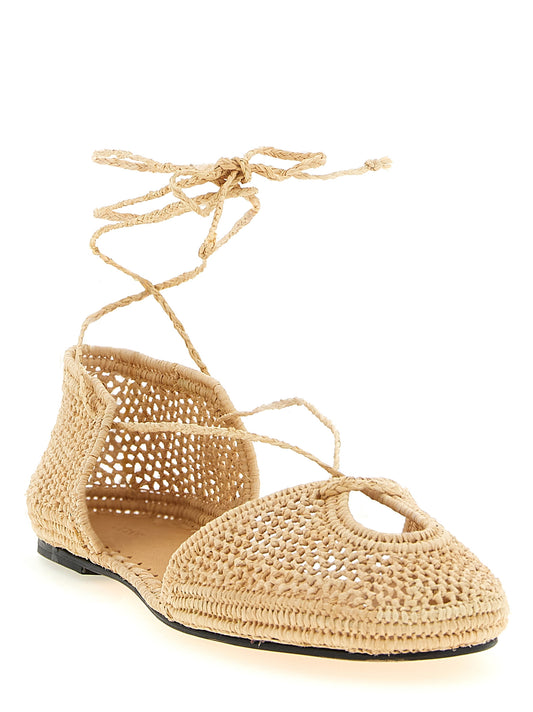 ODISSI Beige Viscose Ballet Flats