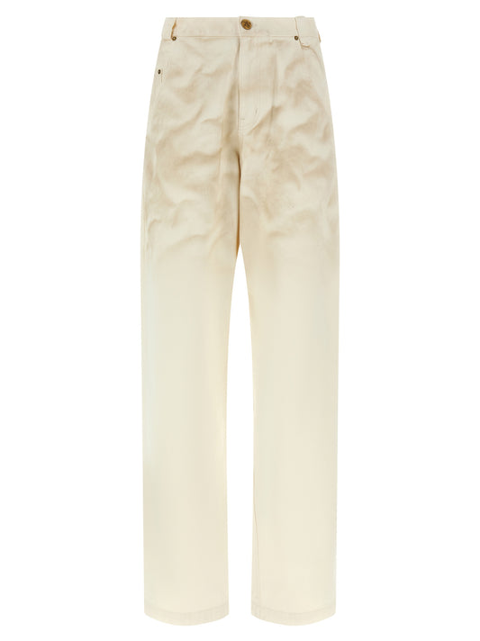 WILLY CHAVARRIA Beige Cotton Tapered Jeans