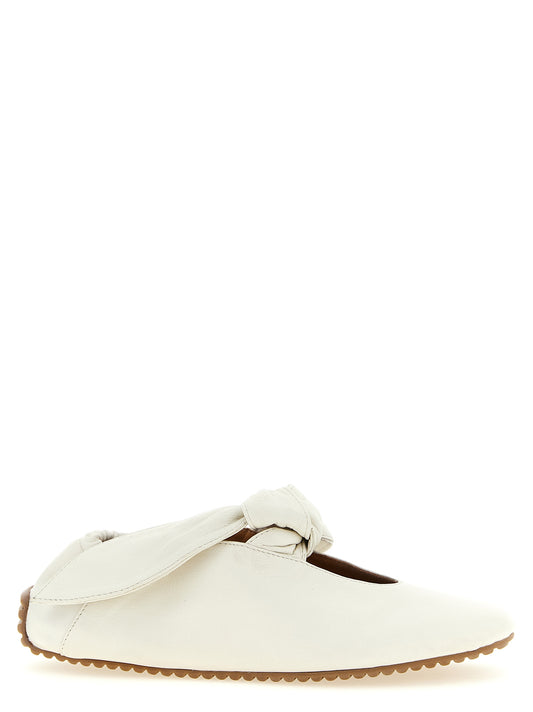 ODISSI White Lamb Leather Ballet Flats