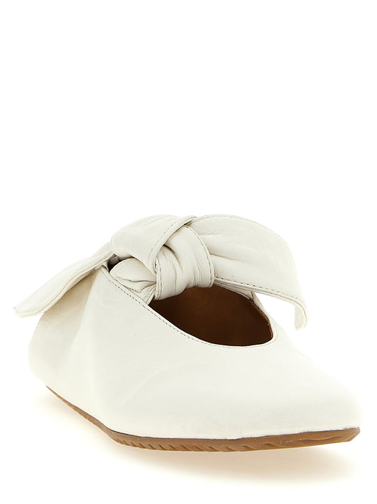 ODISSI White Lamb Leather Ballet Flats