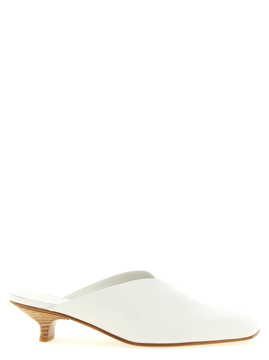 VICINI White Calfskin Mid Heel Pumps