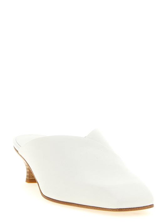 VICINI White Calfskin Mid Heel Pumps