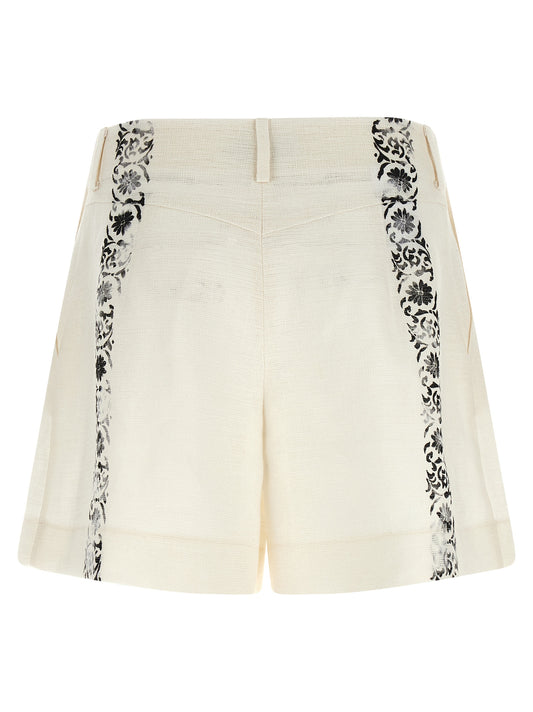 Alberta Ferretti Bicolor Linen Bermuda Shorts