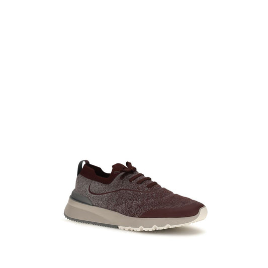 Brunello Cucinelli Bordeaux Cotton Athletic Sneakers