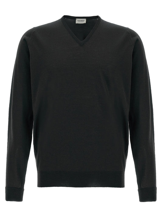 JOHN SMEDLEY Black Merino Wool Cardigan
