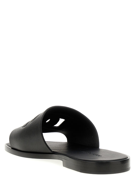 Dolce & Gabbana Black Leather Slides