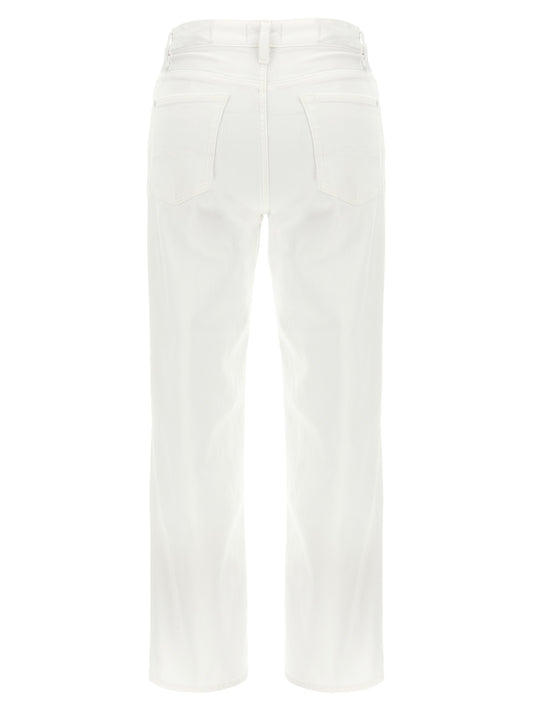 7 For All Mankind White Cotton High-Waisted Jean