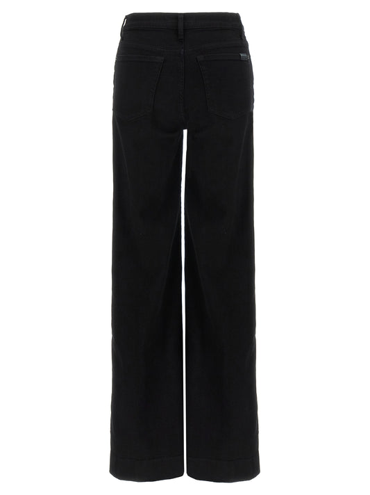 7 For All Mankind Black Cotton Flared Jeans