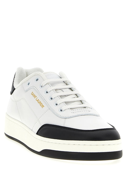 Saint Laurent Bicolor Calfskin Low Top Sneakers