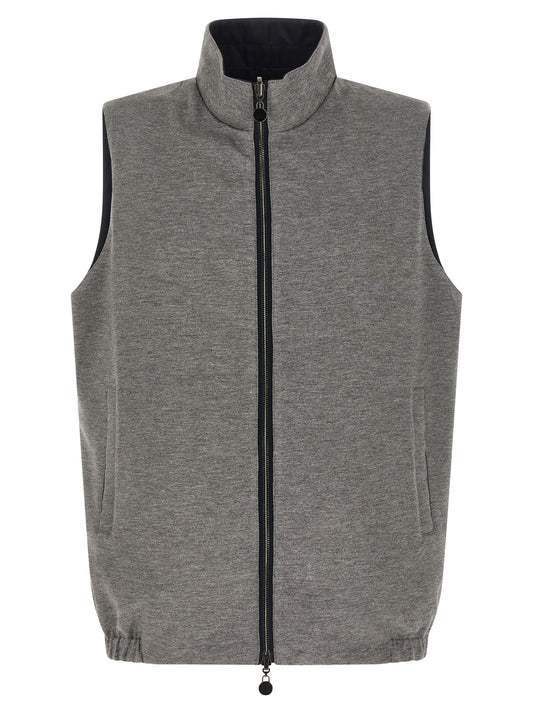 Kiton Blue Cotton Sleeveless Jacket