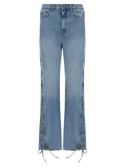 ROTATE BIRGER CHRISTENSEN Blue Cotton Straight-Leg Jeans